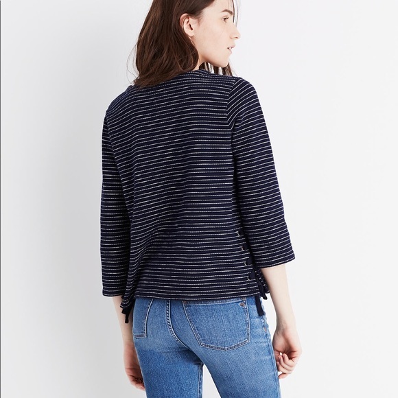 Madewell Striped Side-Lace‎ Top size Small - Picture 2 of 10